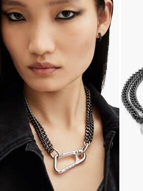 Allsaints Double Layered Carabiner Clip Necklace
